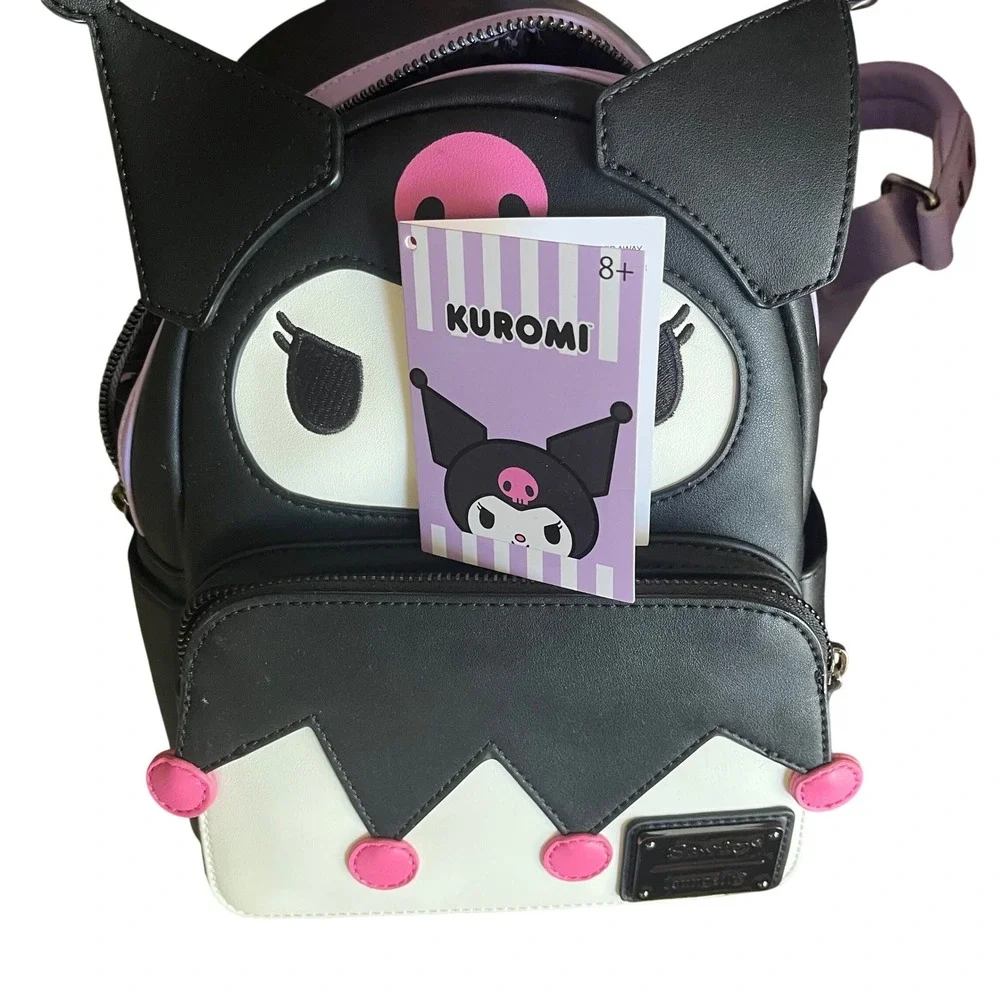 Loungefly Sanrio Kuromi Cosplay Mini Backpack Black Purple Skull‎ 3D Ears Tail